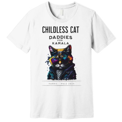 Harris Waltz Childless Cat Daddies For Kamala President 2024 Premium T-Shirt