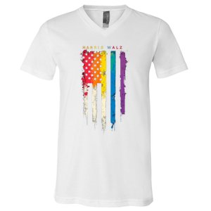 Harris Walz Colorful Streak V-Neck T-Shirt