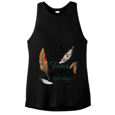 He Will Cover You With His Feathers And Under His Wings Psalm 91:4 Ladies PosiCharge Tri-Blend Wicking Tank