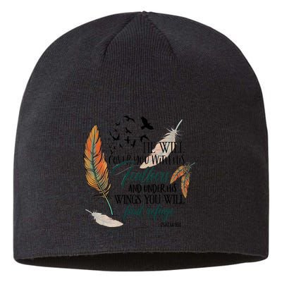 He Will Cover You With His Feathers And Under His Wings Psalm 91:4 Sustainable Beanie