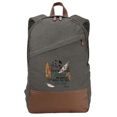He Will Cover You With His Feathers And Under His Wings Psalm 91:4 Cotton Canvas Backpack