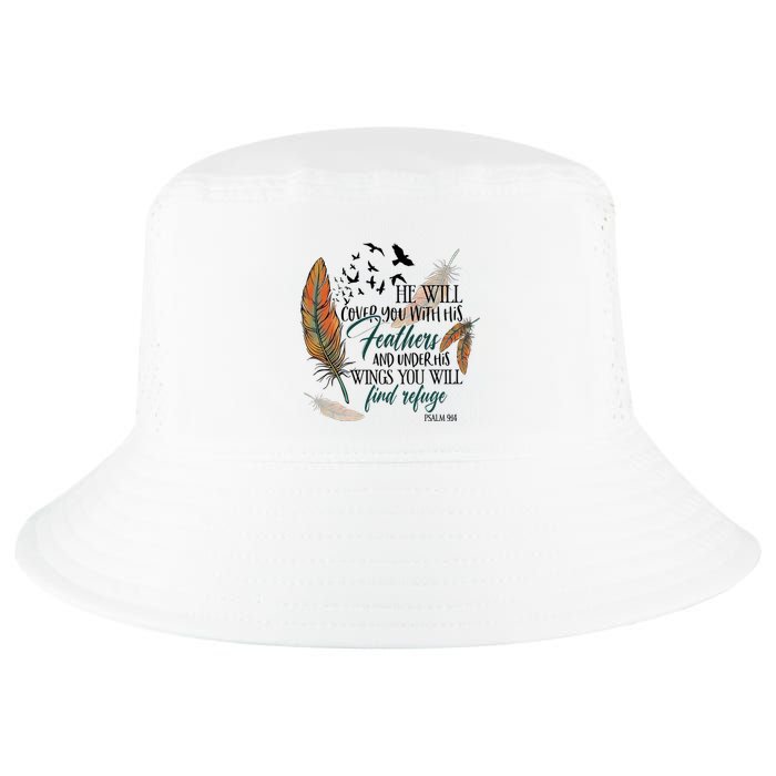 He Will Cover You With His Feathers And Under His Wings Psalm 91:4 Cool Comfort Performance Bucket Hat