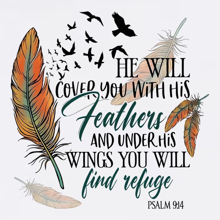 He Will Cover You With His Feathers And Under His Wings Psalm 91:4 Sustainable Bucket Hat