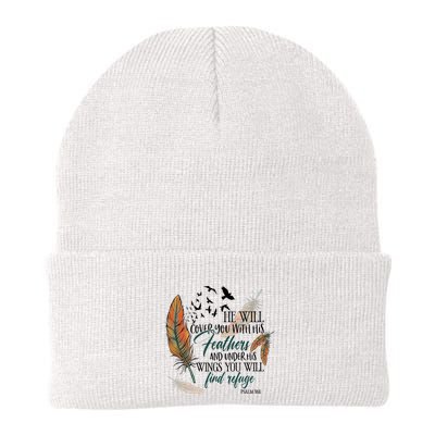 He Will Cover You With His Feathers And Under His Wings Psalm 91:4 Beanie