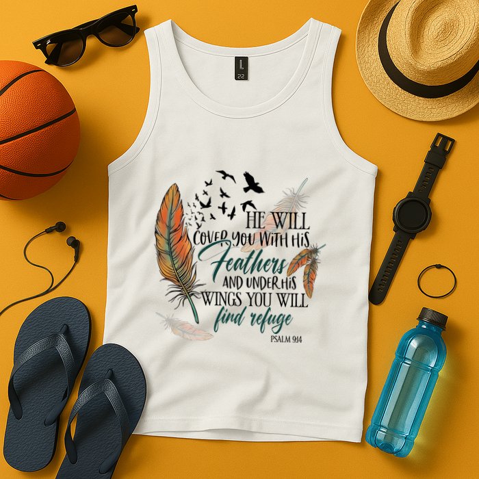He Will Cover You With His Feathers And Under His Wings Psalm 91:4 Tank Top