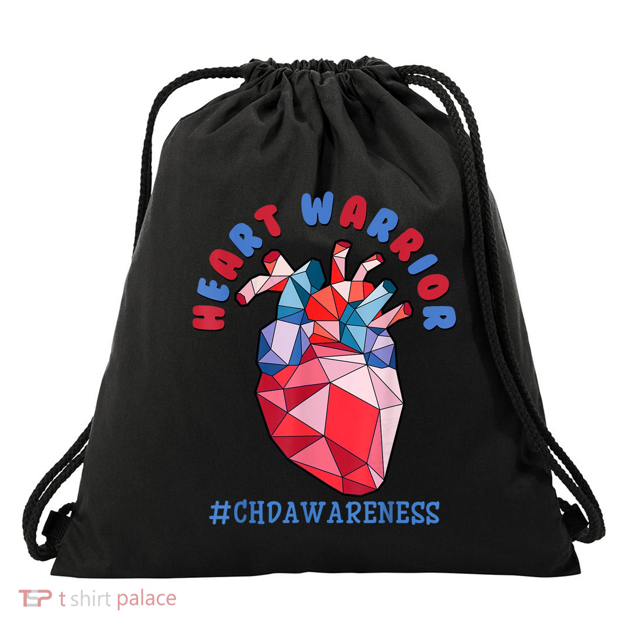 Heart Warrior CHD Congenital Heart Defect Awareness Drawstring Bag