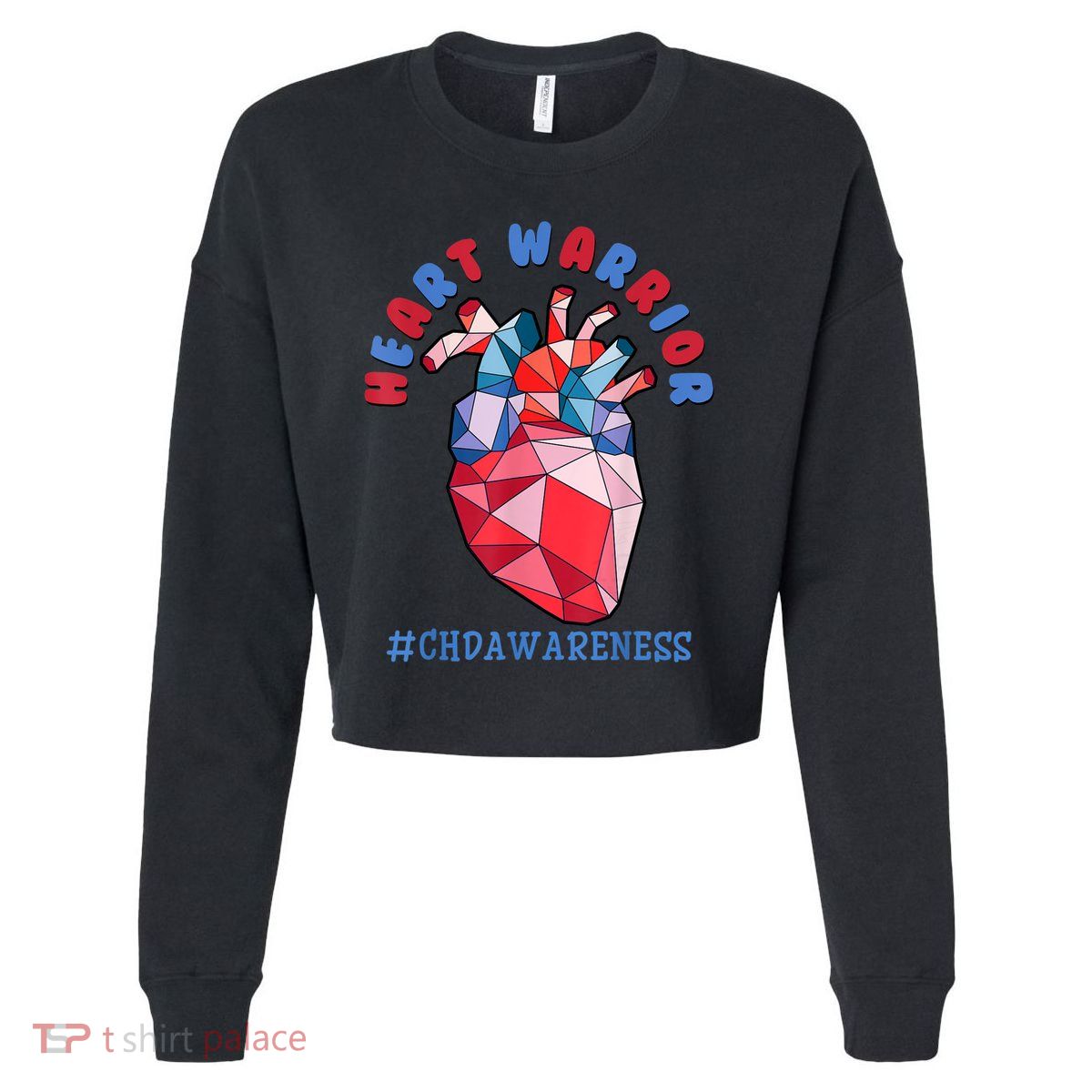 Heart Warrior CHD Congenital Heart Defect Awareness Cropped Pullover Crew