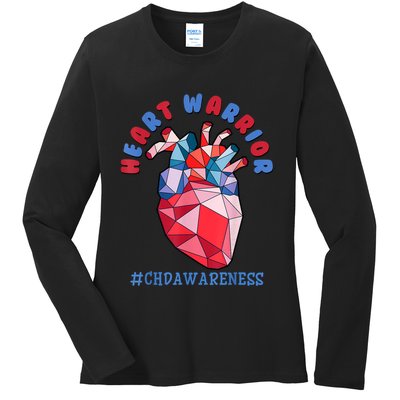 Heart Warrior CHD Congenital Heart Defect Awareness Ladies Long Sleeve Shirt