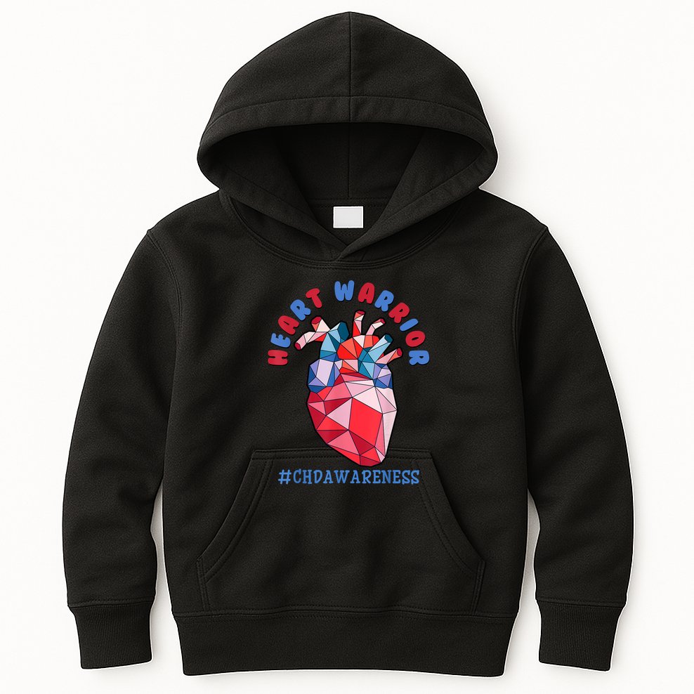 Heart Warrior CHD Congenital Heart Defect Awareness Kids Hoodie