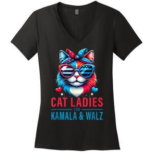 Harris Waltz Cat Lady Harris Waltz 2024 Kamala Harris Coach Women's V-Neck T-Shirt