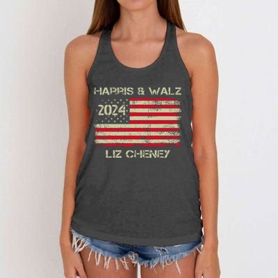 Harris Walz Cheney 2024 Thank You Liz Democracy Women's Knotted Racerback Tank