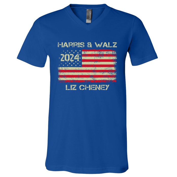 Harris Walz Cheney 2024 Thank You Liz Democracy V-Neck T-Shirt