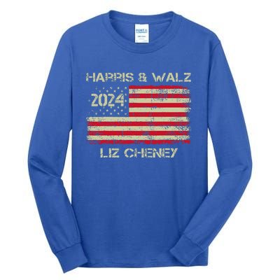 Harris Walz Cheney 2024 Thank You Liz Democracy Tall Long Sleeve T-Shirt