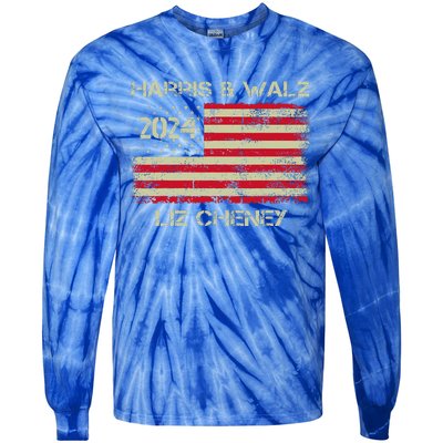 Harris Walz Cheney 2024 Thank You Liz Democracy Tie-Dye Long Sleeve Shirt