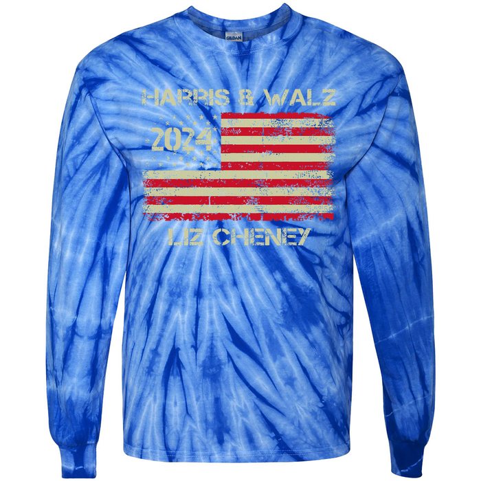 Harris Walz Cheney 2024 Thank You Liz Democracy Tie-Dye Long Sleeve Shirt