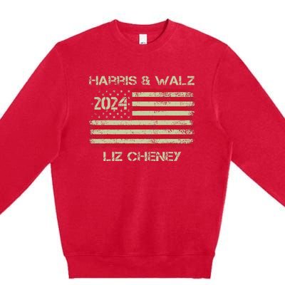 Harris Walz Cheney 2024 Thank You Liz Democracy Premium Crewneck Sweatshirt