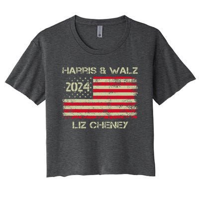 Harris Walz Cheney 2024 Thank You Liz Democracy Women's Crop Top Tee