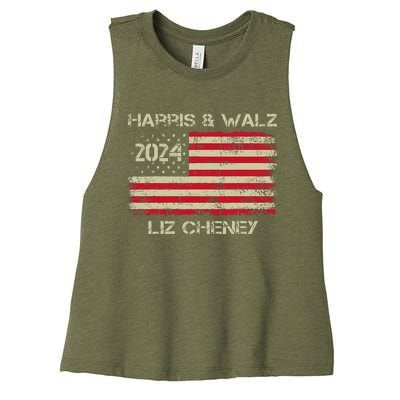 Harris Walz Cheney 2024 Thank You Liz Democracy Women's Racerback Cropped Tank