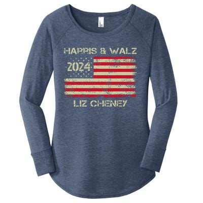 Harris Walz Cheney 2024 Thank You Liz Democracy Women's Perfect Tri Tunic Long Sleeve Shirt