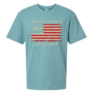 Harris Walz Cheney 2024 Thank You Liz Democracy Sueded Cloud Jersey T-Shirt