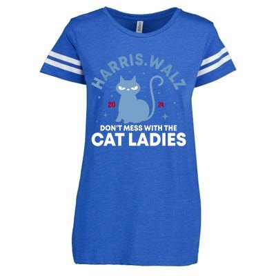 Harris Waltz Dont Mess With The Cat Ladies Kamala Tim Walz Gift Enza Ladies Jersey Football T-Shirt