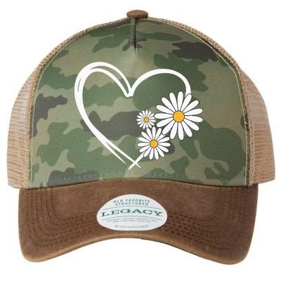 Heart With Daisy Flowers Daisies With Heart Outline Legacy Tie Dye Trucker Hat