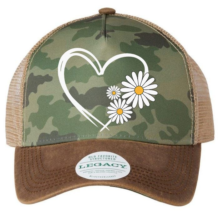 Heart With Daisy Flowers Daisies With Heart Outline Legacy Tie Dye Trucker Hat