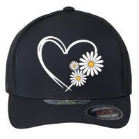 Heart With Daisy Flowers Daisies With Heart Outline Flexfit Unipanel Trucker Cap
