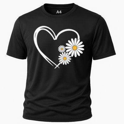Heart With Daisy Flowers Daisies With Heart Outline Performance Shirt