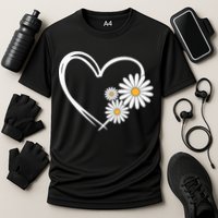 Heart With Daisy Flowers Daisies With Heart Outline Performance Shirt