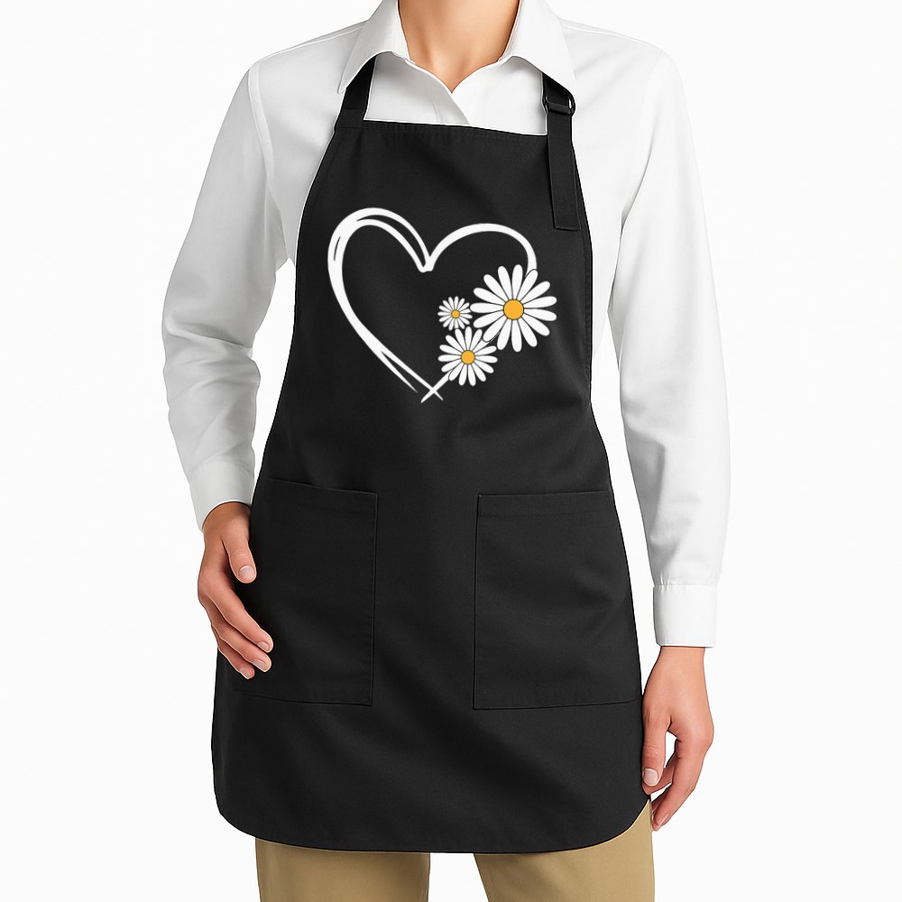 Heart With Daisy Flowers Daisies With Heart Outline Apron