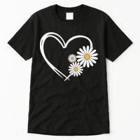 Heart With Daisy Flowers Daisies With Heart Outline Tall T-Shirt