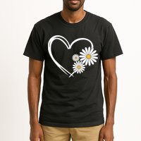 Heart With Daisy Flowers Daisies With Heart Outline Tall T-Shirt