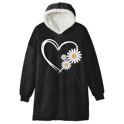 Heart With Daisy Flowers Daisies With Heart Outline Hooded Wearable Blanket