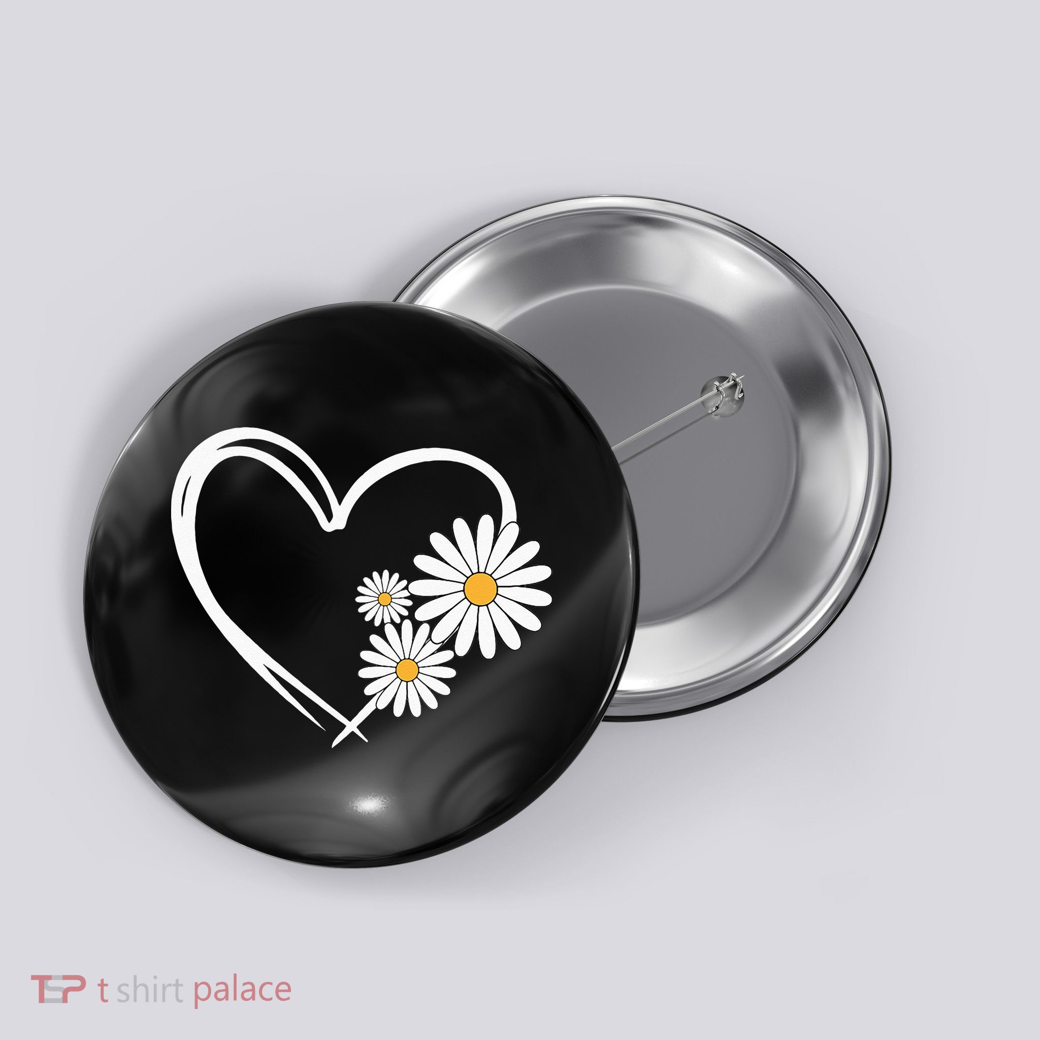 Heart With Daisy Flowers Daisies With Heart Outline Button