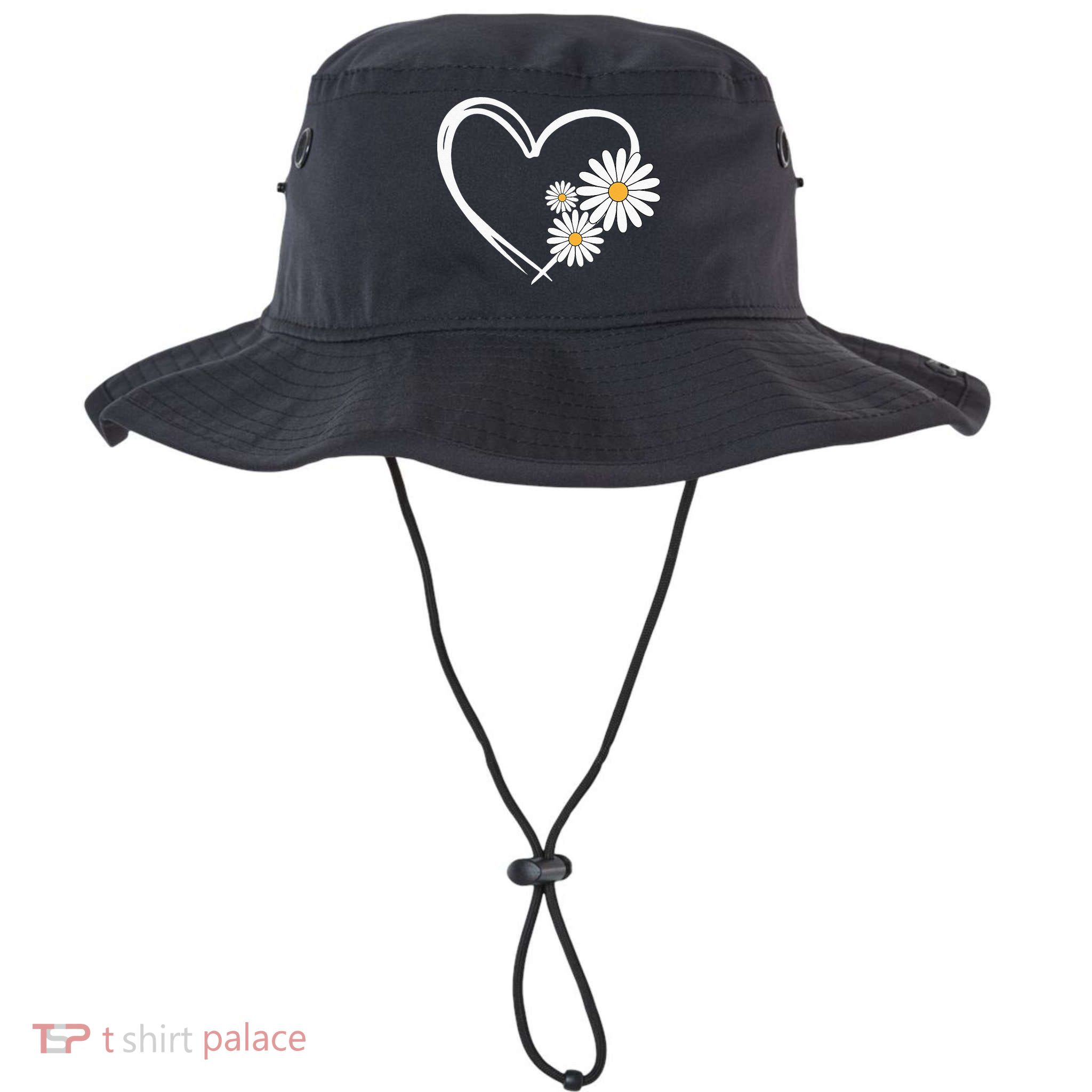 Heart With Daisy Flowers Daisies With Heart Outline Bucket Hat