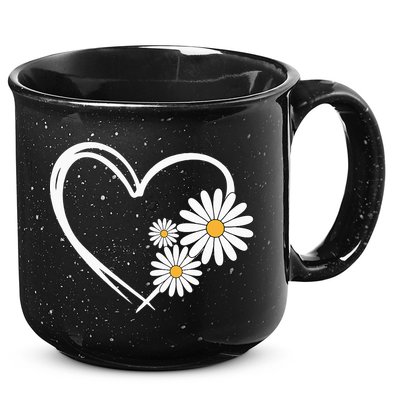 Heart With Daisy Flowers Daisies With Heart Outline 15oz Campfire Ceramic Mug
