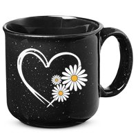 Heart With Daisy Flowers Daisies With Heart Outline 15oz Campfire Ceramic Mug