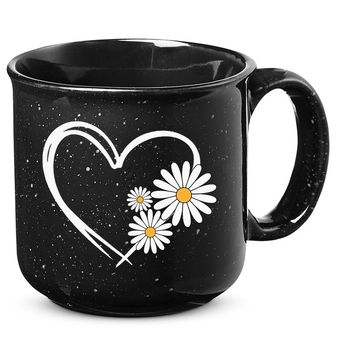 Heart With Daisy Flowers Daisies With Heart Outline 15oz Campfire Ceramic Mug