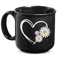Heart With Daisy Flowers Daisies With Heart Outline 15oz Campfire Ceramic Mug
