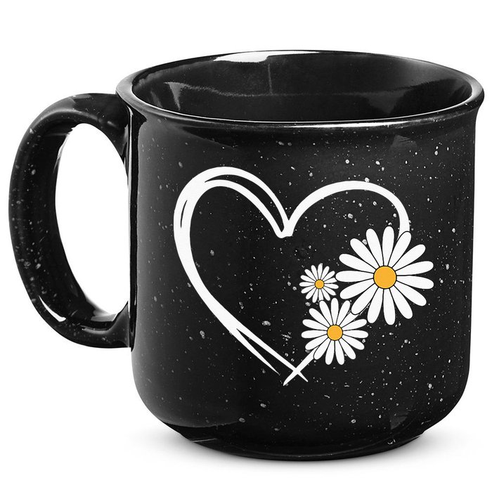 Heart With Daisy Flowers Daisies With Heart Outline 15oz Campfire Ceramic Mug