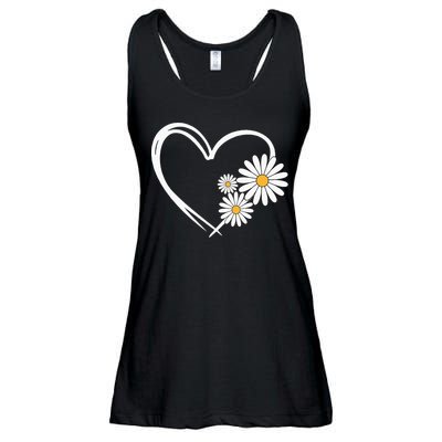 Heart With Daisy Flowers Daisies With Heart Outline Ladies Essential Flowy Tank