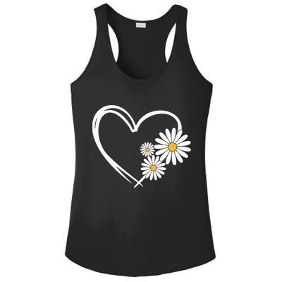 Heart With Daisy Flowers Daisies With Heart Outline Ladies PosiCharge Competitor Racerback Tank