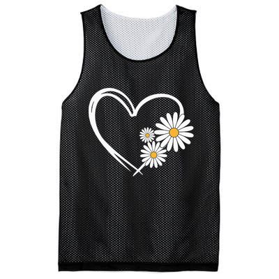 Heart With Daisy Flowers Daisies With Heart Outline Mesh Reversible Basketball Jersey Tank