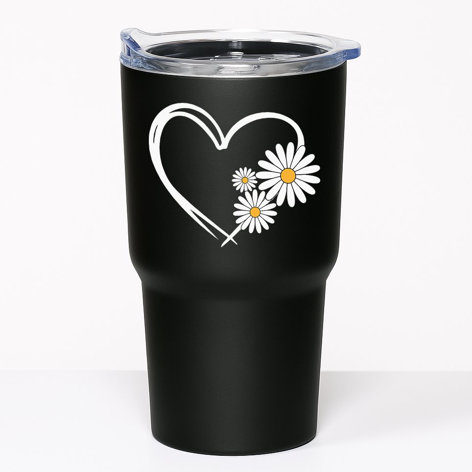 Heart With Daisy Flowers Daisies With Heart Outline Tumbler