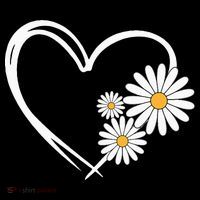 Heart With Daisy Flowers Daisies With Heart Outline Poster