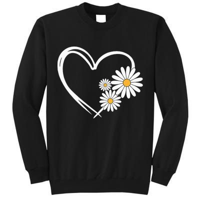 Heart With Daisy Flowers Daisies With Heart Outline Tall Sweatshirt
