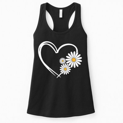 Heart With Daisy Flowers Daisies With Heart Outline Womens Tank Top