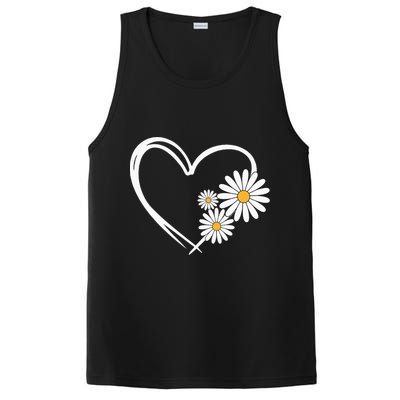 Heart With Daisy Flowers Daisies With Heart Outline PosiCharge Competitor Tank