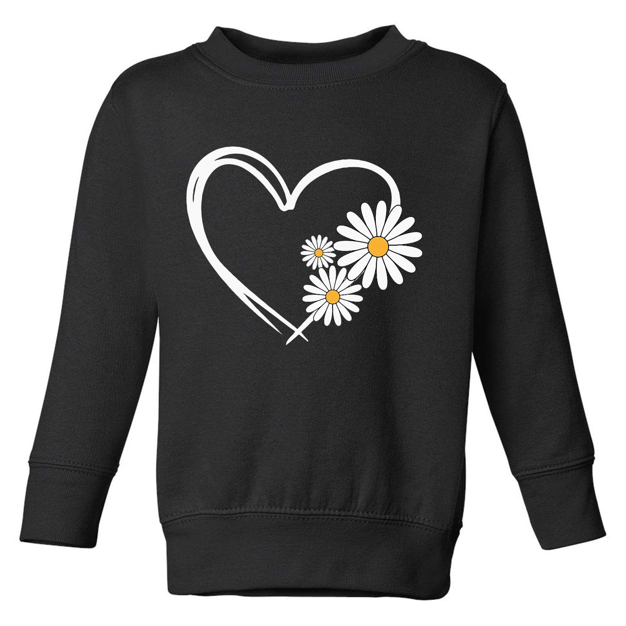 Heart With Daisy Flowers Daisies With Heart Outline Toddler Sweatshirt